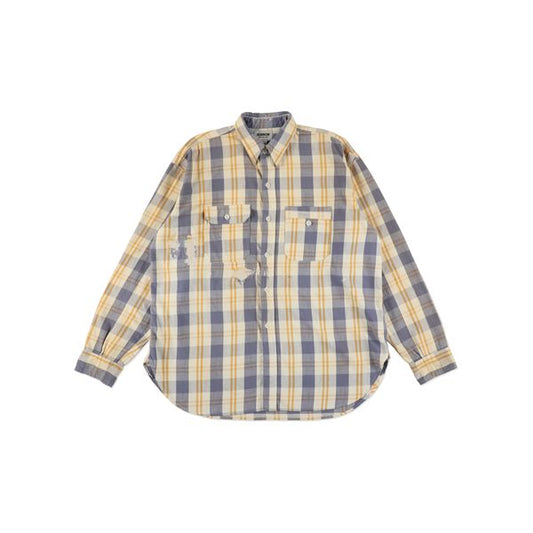 UNIQUE POCKET CHECKED FLANNEL SHIRT AGED