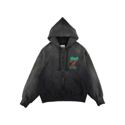 #7 VINYL ZIP HOODIE AGED